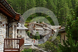 View of old part of Val d`Isere, ski resort in France