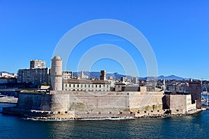 View Of The Old Port And Fort Saint Jean In Marseille, France