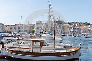 View on old port of Marseille and boats, France