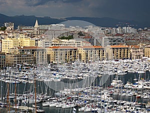 View of the old port of Marseille city in France