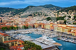 View of Old Port of Nice with yachts, France