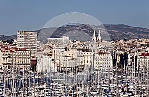 View from old port to Marseille, France photo