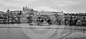 View of old Prague, Charles Bridge and St. Vitus Cathedral