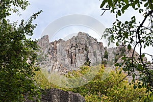 view of old rocks of Demerdzhi Mountain from park photo