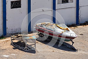 View of the old rusty boats in El Jadida (Mazagan). Morocco. Africa