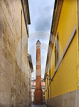 View of an old smokestack belonging to a tobacco factory