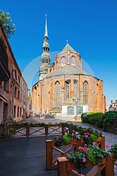 View of old of St Peter Church in Riga, Latvia