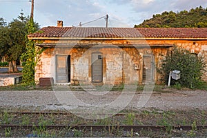 Train station at the abandoned railroad network in Greece