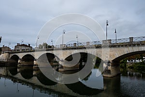 View on old streets and houses in Cognac white wine region, Charente, walking in town Cognac with strong spirits distillation