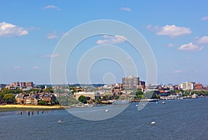 A view on old town Alexandria from the river, Virginia, USA.