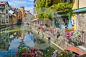 View of the old town of Annecy. France.