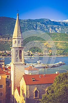 View of the old town of Budva in summertime. Montenegro.