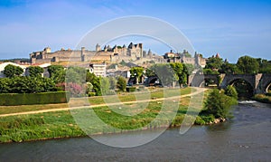 View of the old town Carcassonne, Southern France.