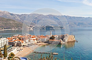 View of Old Town and Citadel in Budva, Montenegro