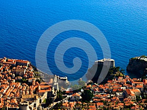 View of the old town of Dubrovnik and Adriatic Sea.