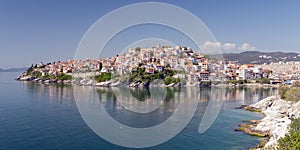 View of the old town and the fortress of Kavala, Macedonia, Greece.