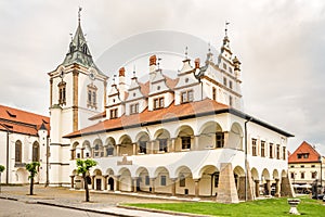 View at the Old Town Hall at the Master Pavol Square in Levoca, Slovakia