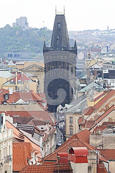 View from Old Town Hall on Prague, Powder Tower, Prague Czech Republic