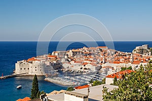 View of the old town and harbor in Dubrovnik