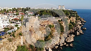 View on Old town and Hidirlik Tower in Antalya