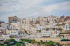 View of the old town of Italian city Peschici, Puglia....IMAGE