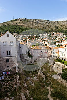 View of Old Town and Mount Srd in Dubrovnik