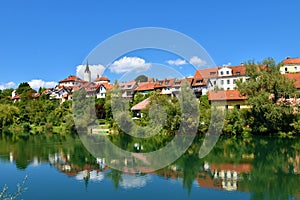View of the old town of Novo Mesto in Dolenjska, Slovenia photo