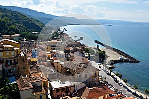 View on the old town of Pizzo at tyrrhenian sea photo