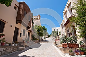 View of the old town in Rethymno city. Crete, Greece.