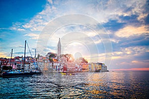 View of Old Town Rovinj in Croatia, Adriatic Sea