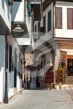 View of an old town street in Antalya, Turkey