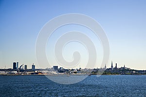 View of Old town Tallinn from cruise ship. Estonia