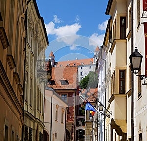 View from Bratislava old town to the castle