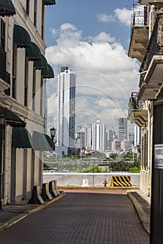 View from Old Town tp the new towers of Panama City, Panama