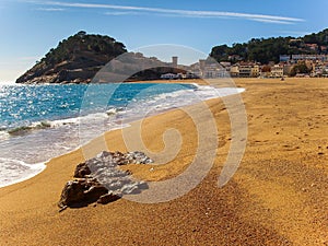 View of the old town Vila Vella enceinte of Tossa de Mar, Spain photo