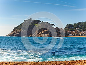 View of the old town Vila Vella enceinte of Tossa de Mar, Spain