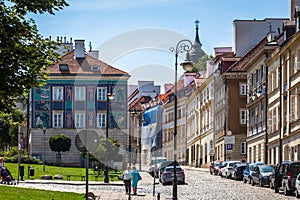 A view of old town in Warsaw from a Mostowa street