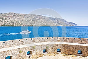 View from old Venetian Fortress Spinalonga. Until 1957 used as a leper station, now it is a popular tourist destination