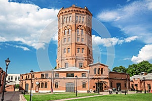 View of the old water tower building, The Universe of Water museum complex of the Vodokanal of St. St. Petersburg