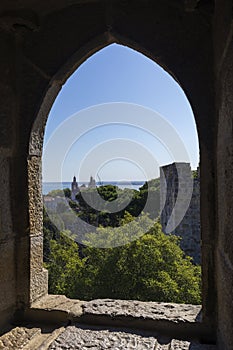 View from an old window at the Sao Jorge Castle in Lisbon