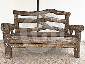 View of old wooden bench