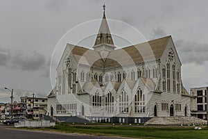 View of the old wooden cathedral of St. George`s Cathedral Anglican Church in Georgetown, the capital of Guyana