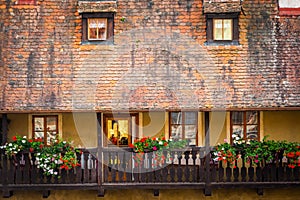 View of old yellow building