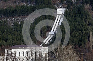 View of the oldest Hidro-Electric power station  from a distance, village Pancharevo photo