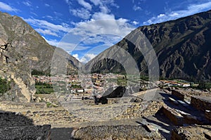 View Ollantaytambo from  the hill of the Temple-peru-222