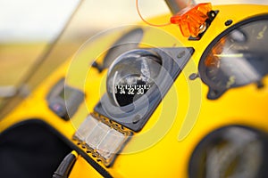 View on onboard devises inside the cockpit of a trike