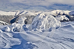 View from Ondrejska Hola in Low Tatras mountains towards main mountain ridge