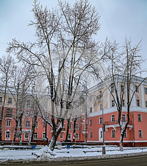 View of one of the city courtyards in winter.