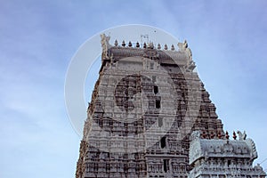 View of one of the entrance tower of Arulmigu Arunachaleswarar Temple, Tiruvannamalai which represent element of fire photo