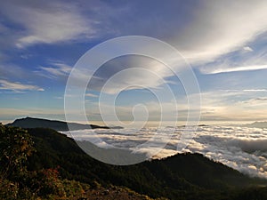 View from one of Kelimutu tri-coloured crater lakes, Flores, Indonesia